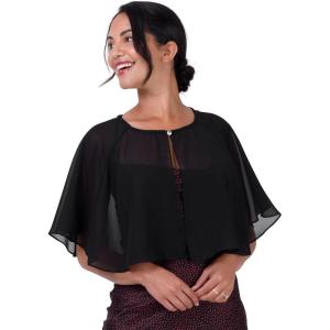 imageBlackButterfly Soft Wedding Wrap Evening Sheer Chiffon Cover Up Cape ShawlBlack