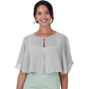 imageBlackButterfly Soft Wedding Wrap Evening Sheer Chiffon Cover Up Cape ShawlSilver