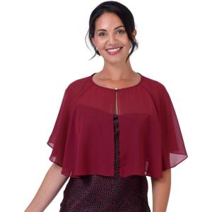 imageBlackButterfly Soft Wedding Wrap Evening Sheer Chiffon Cover Up Cape ShawlWine Red