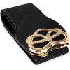 image:imageBlackButterfly Wide Elastic Cinch Stretch Waistband Retro Gold Heart Buckle Waist BeltBlack