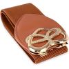 image:imageBlackButterfly Wide Elastic Cinch Stretch Waistband Retro Gold Heart Buckle Waist BeltLight Brown
