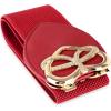 image:imageBlackButterfly Wide Elastic Cinch Stretch Waistband Retro Gold Heart Buckle Waist BeltRed