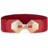 image:imageBlackButterfly Wide Elastic Cinch Stretch Waistband Retro Gold Bow Buckle Waist BeltRed