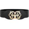 image:imageBlackButterfly Wide Elastic Cinch Stretch Waistband Retro Gold Heart Buckle Waist BeltBlack