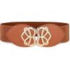image:imageBlackButterfly Wide Elastic Cinch Stretch Waistband Retro Gold Heart Buckle Waist BeltLight Brown