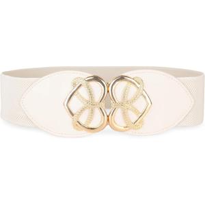 image:imageBlackButterfly Wide Elastic Cinch Stretch Waistband Retro Gold Heart Buckle Waist BeltBeige