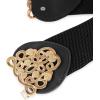 image:imageBlackButterfly Wide Elastic Cinch Stretch Waistband Retro Gold Medusa Buckle Waist BeltBlack