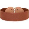 image:imageBlackButterfly Wide Elastic Cinch Stretch Waistband Retro Gold Medusa Buckle Waist BeltLight Brown