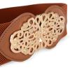 image:imageBlackButterfly Wide Elastic Cinch Stretch Waistband Retro Gold Medusa Buckle Waist BeltLight Brown