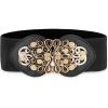 image:imageBlackButterfly Wide Elastic Cinch Stretch Waistband Retro Gold Medusa Buckle Waist BeltBlack